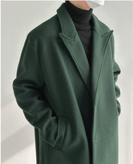 Green Woolen Over-the-knee Coat