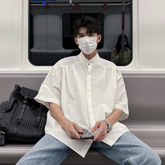 Half-neck Button-down Shirt