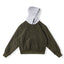 Saint Vanity Contrast Hooded Zip Jacket - Olive Green/Grey