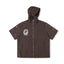 SAINT VANITY Short-Sleeve Full-Zip Hooded Jacket with Snap Sleeves - Brown