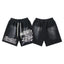 Hellstar Records Text Print Washed Black Streetwear Shorts