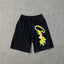 Corteiz Signature Script Logo Heavyweight Shorts black/yellow