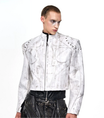 Stand Collar Leather Motorcycle Jacket