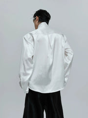 V-neck Satin Lace Loose Fit Shirt