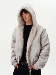 Faux Fur Hooded Insulated Casual Jacket