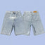 Corteiz Alcatraz Island Front Logo Heavyweight Denim Shorts - Light Blue