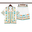 Casablanca White Base Orange Geometric Border Allover Print Shirt & Shorts Two Piece Set