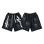 Hellstar Vertical Logo Tribal Print Washed Black Streetwear Shorts