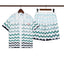 Casablanca White Base Black Wavy Chevron Allover Print Shirt & Shorts Two Piece Set