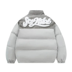 Puffer Jacket with Corduroy Accent