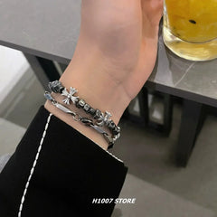 Splicing Cross Flower Beaded Bracelet