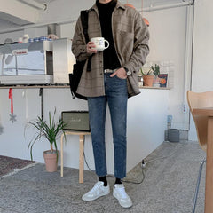Woolen Loose Plaid Shirt