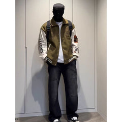 Embroidered Patchwork Varsity Baseball Jacket