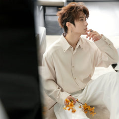 Basic Long-Sleeve Button-Up Shirt