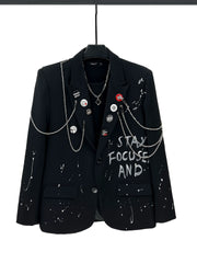Graffiti Chain Detail Loose Jacket