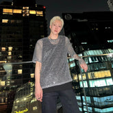 Sequined Mesh T-shirt & Tank Top