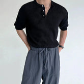 Short-sleeved Knitted Henley