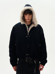 Faux Fur Hooded Insulated Casual Jacket