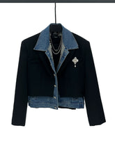 Denim Panel Short Suit Jacket
