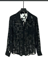 Mesh Pattern Loose Fit Sheer Shirt