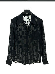 Mesh Pattern Loose Fit Sheer Shirt