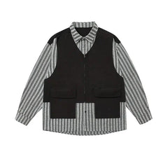 Two Piece Striped Patchwork Shirt