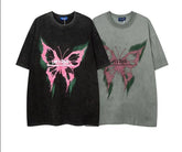 Washed Butterfly Print T-shirt