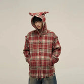 Devil Hooded Plaid Jacket