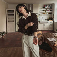Long Sleeve Lapel Pullover