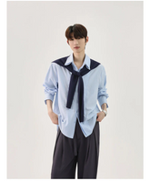 Detachable Shawl Striped Shirt