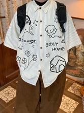 Graffiti Striped Short-Sleeve Shirt