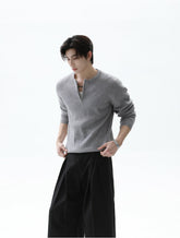 Half-Zip Ribbed Knit Stand Collar Sweater
