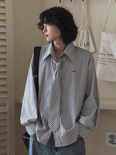 Striped Long-Sleeve Shirt with Tie