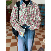 Denim Neck Corduroy Floral Vintage Shirt