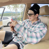 Loose-fit Long-sleeved Plaid Shirt