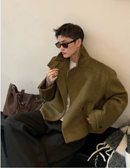 Oversized Wool Short Lapel Jacket