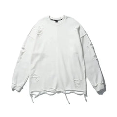 Oversized Cut Holes Round Neck Bottoming Shirt