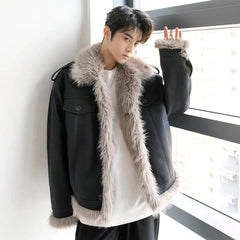 Unisex Velvet Faux Fur Leather Jacket