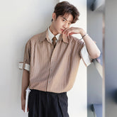 Striped Short-Sleeve Shirt ( No Tie )