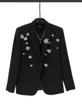 Rose Embellishments Loose Fit Suit Jacket