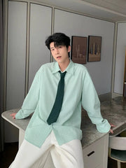 Striped Button-Up Tie Shirt
