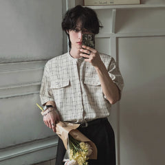 Short Sleeve Round Neck Striped Cardigan