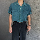 Blue Short Sleeve Denim Shirt