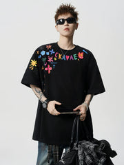 Hand-Painted Print Loose Fit T-Shirt
