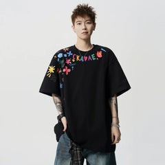 Hand-Painted Print Loose Fit T-Shirt