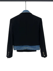 Denim Panel Short Suit Jacket