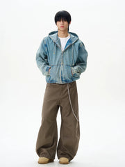 Hooded Denim Jacket with Pockets