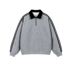Half-Zip Three-Stripe Polo Sweatshirt