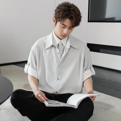 Striped Short-Sleeve Shirt ( No Tie )