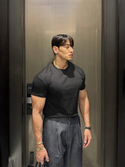 Round Neck Short Sleeve Fitness Shirt